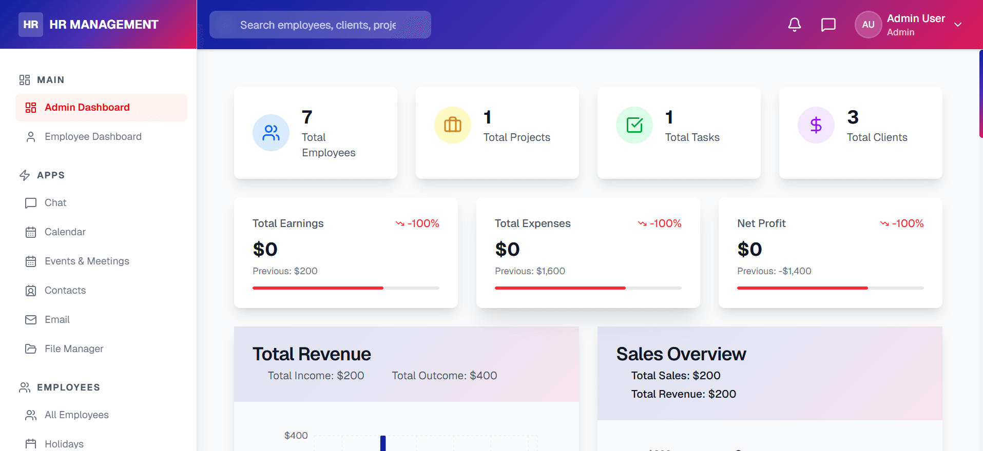 hr management system screenshot 1